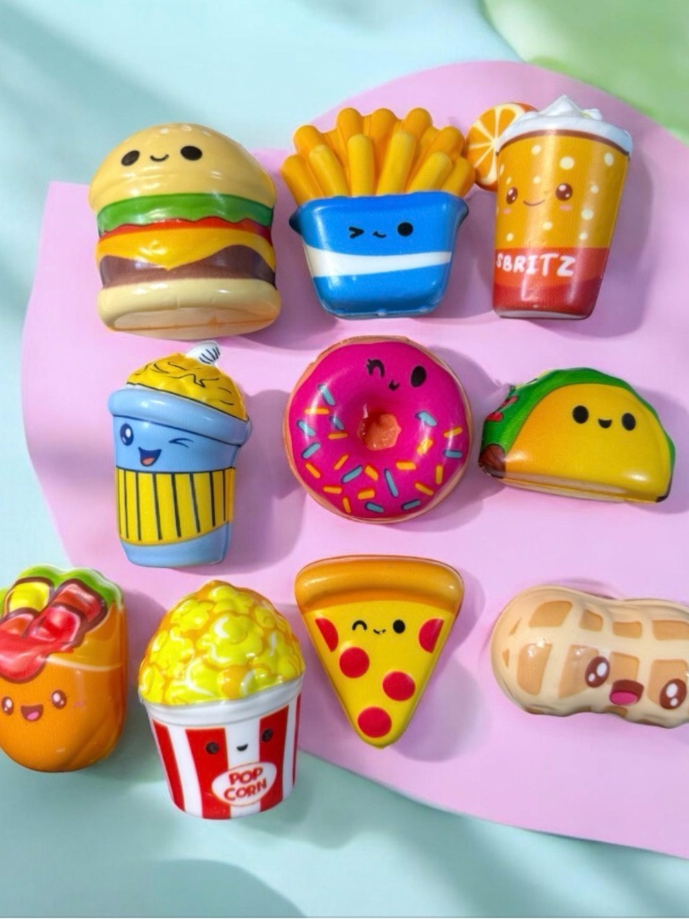 Kawaii Food Sensory Squishy Toys - Assorted Bright Colors Random lot of 2